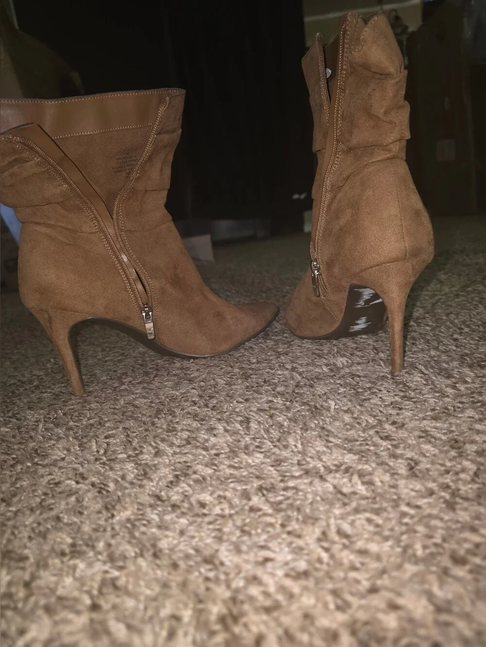 Suede Pointed Toe Stiletto Heel Ankle Boots